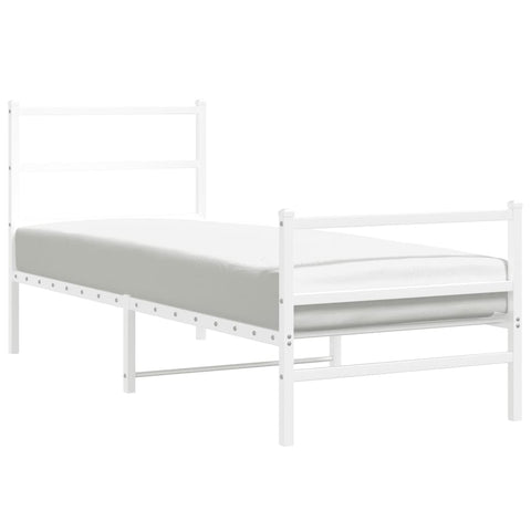 vidaXL Metal Bed Frame without Mattress with Footboard White 75x190cm