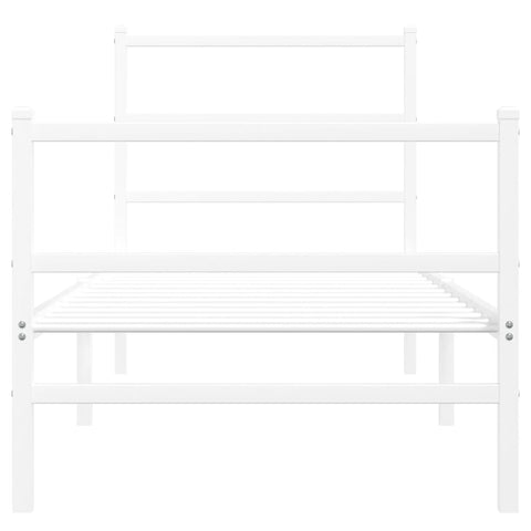 vidaXL Metal Bed Frame without Mattress with Footboard White 75x190cm