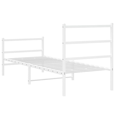 vidaXL Metal Bed Frame without Mattress with Footboard White 75x190cm
