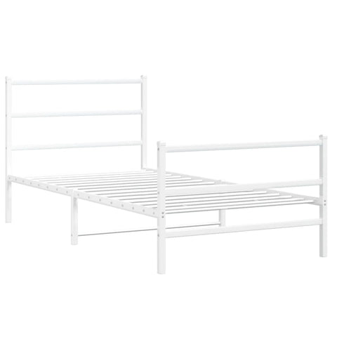 vidaXL Metal Bed Frame without Mattress with Footboard White 100x190cm