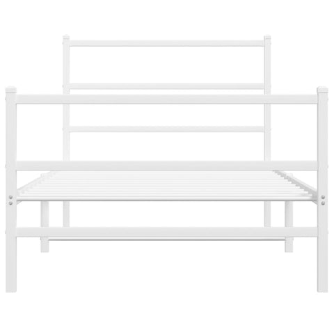 vidaXL Metal Bed Frame without Mattress with Footboard White 100x190cm