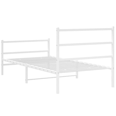 vidaXL Metal Bed Frame without Mattress with Footboard White 100x190cm