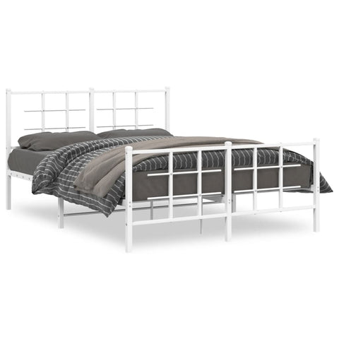 vidaXL Metal Bed Frame without Mattress with Footboard White 140x200cm