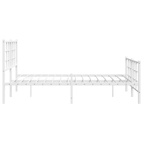 vidaXL Metal Bed Frame without Mattress with Footboard White 140x200cm