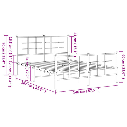 vidaXL Metal Bed Frame without Mattress with Footboard White 140x200cm