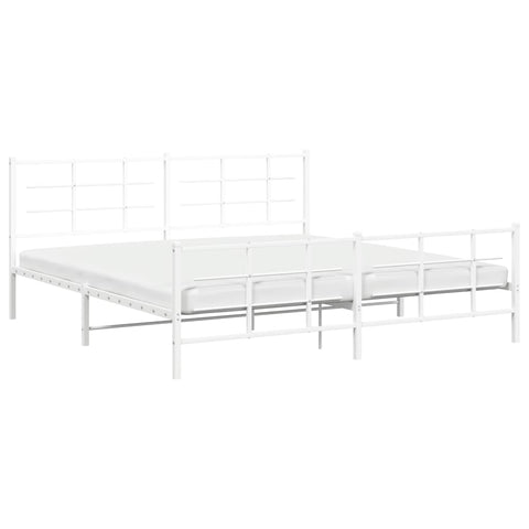 vidaXL Metal Bed Frame without Mattress with Footboard White 193x203cm