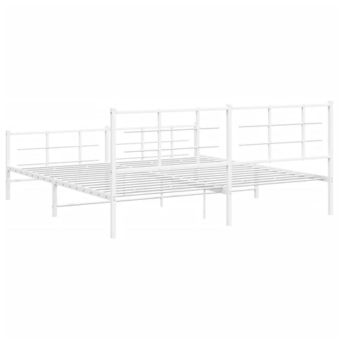 vidaXL Metal Bed Frame without Mattress with Footboard White 193x203cm
