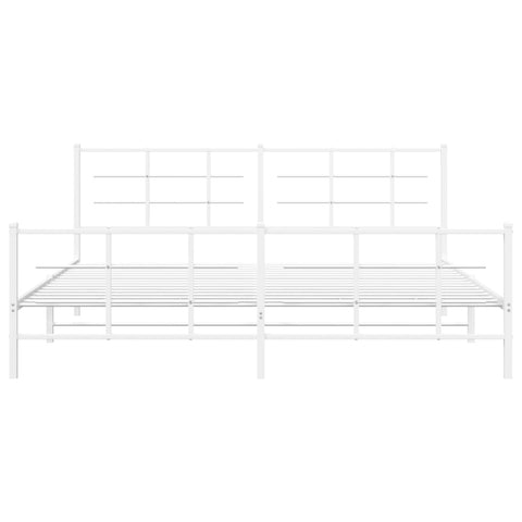 vidaXL Metal Bed Frame without Mattress with Footboard White 200x200cm