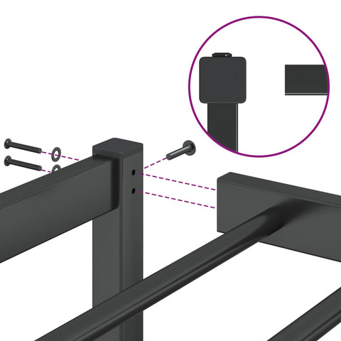 vidaXL Metal Bed Frame without Mattress Black 90x190cm