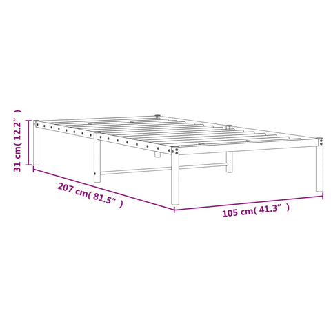 vidaXL Metal Bed Frame without Mattress Black 100x200cm