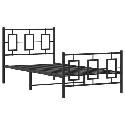 vidaXL Metal Bed Frame without Mattress with Footboard Black 90x190cm