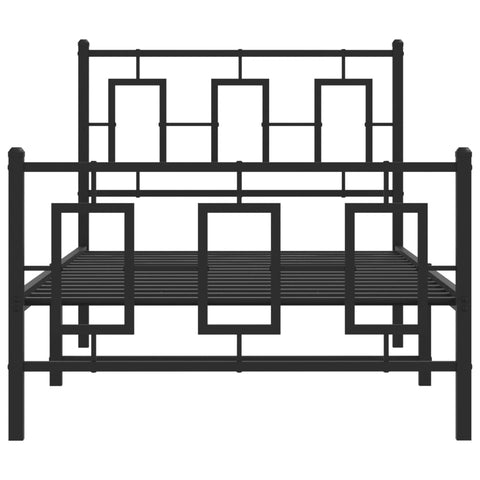 vidaXL Metal Bed Frame without Mattress with Footboard Black 90x190cm