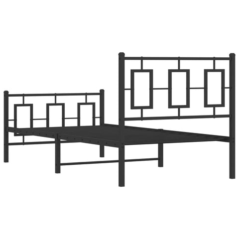 vidaXL Metal Bed Frame without Mattress with Footboard Black 90x190cm