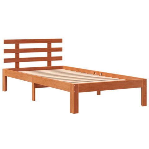 vidaXL Bed Frame without Mattress Wax Brown 75x190 cm Small Single Solid Wood Pine
