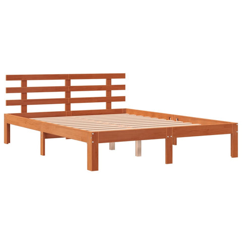 vidaXL Bed Frame without Mattress Wax Brown 140x190 cm Solid Wood Pine