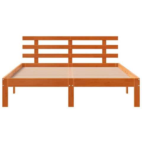 vidaXL Bed Frame without Mattress Wax Brown 140x190 cm Solid Wood Pine