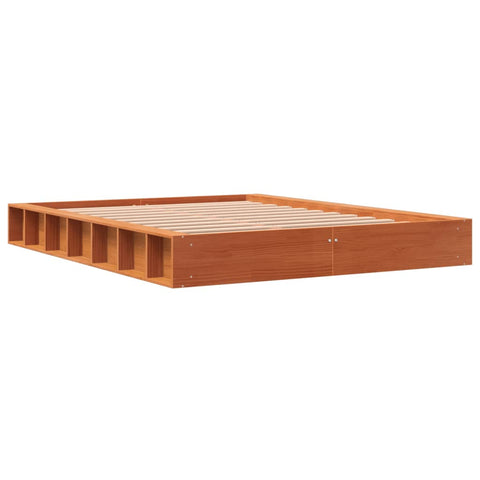 vidaXL Bed Frame without Mattress Wax Brown 140x190 cm Solid Wood Pine