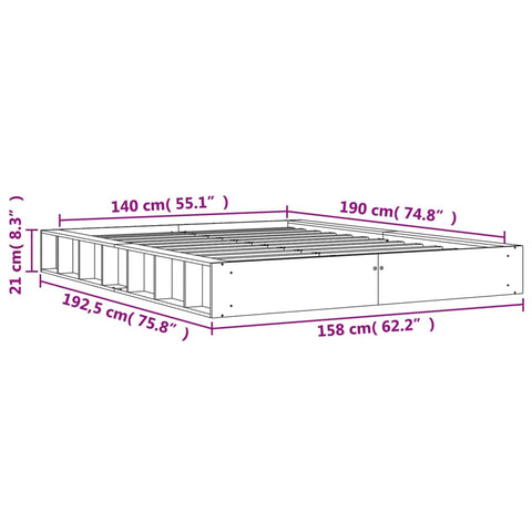 vidaXL Bed Frame without Mattress Wax Brown 140x190 cm Solid Wood Pine