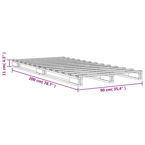 vidaXL Pallet Bed without Mattress Wax Brown 90x200 cm Solid Wood Pine