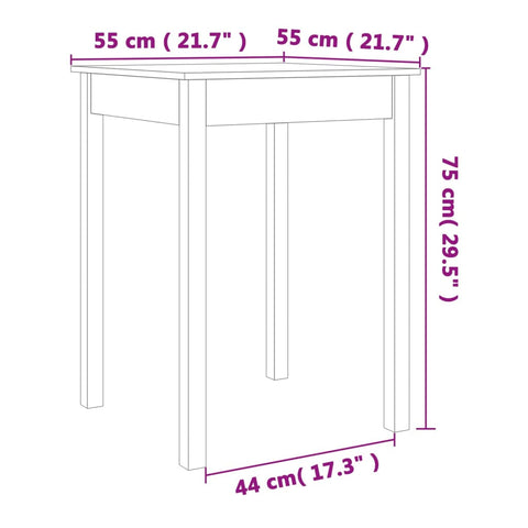 vidaXL Dining Table Wax Brown 55x55x75 cm Solid Wood Pine