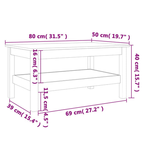 vidaXL Coffee Table Wax Brown 80x50x40 cm Solid Wood Pine