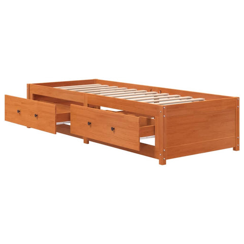 vidaXL Day Bed without Mattress Wax Brown 90x190 cm Single Solid Wood Pine