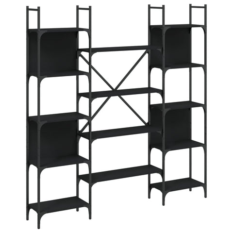 vidaXL Bookshelf Black 155.5x24x166.5 cm Engineered Wood