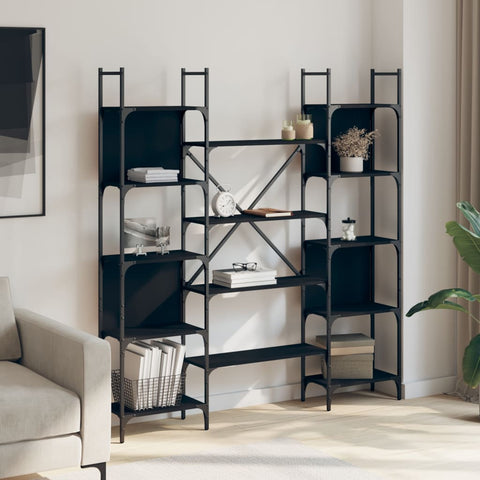 vidaXL Bookshelf Black 155.5x24x166.5 cm Engineered Wood