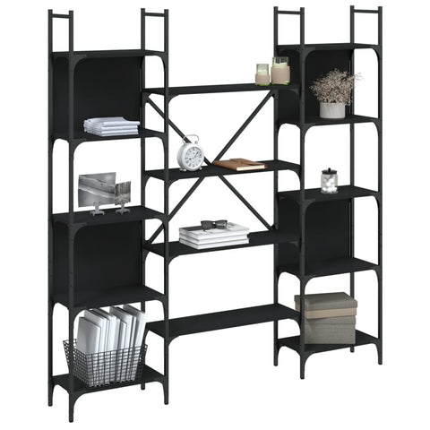 vidaXL Bookshelf Black 155.5x24x166.5 cm Engineered Wood