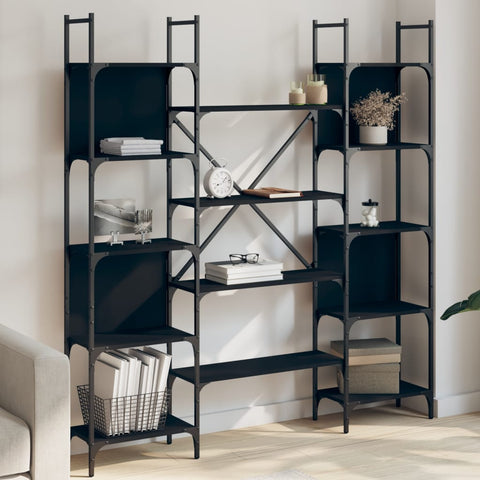 vidaXL Bookshelf Black 155.5x24x166.5 cm Engineered Wood