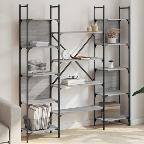 vidaXL Bookshelf Grey Sonoma 155.5x24x166.5 cm Engineered Wood