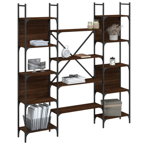 vidaXL Bookshelf Brown Oak 155.5x24x166.5 cm Engineered Wood