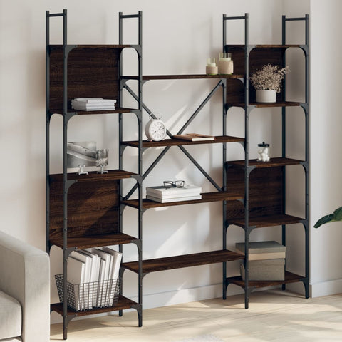 vidaXL Bookshelf Brown Oak 155.5x24x166.5 cm Engineered Wood