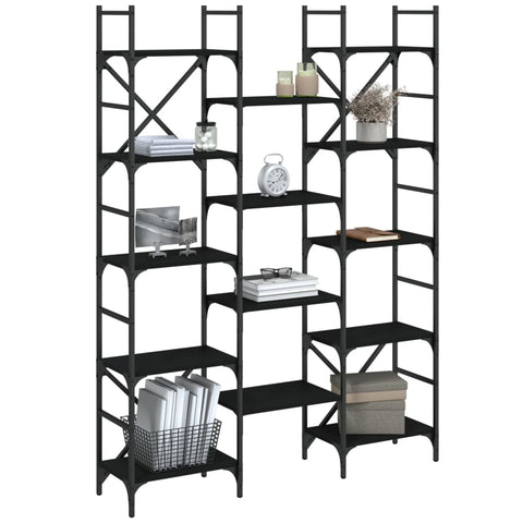vidaXL Bookshelf Black 127.5x28.5x172.5 cm Engineered Wood