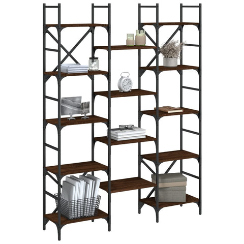 vidaXL Bookshelf Brown Oak 127.5x28.5x172.5 cm Engineered Wood