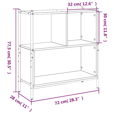 vidaXL Bookcase Smoked Oak 72x28x77.5 cm Engineered Wood