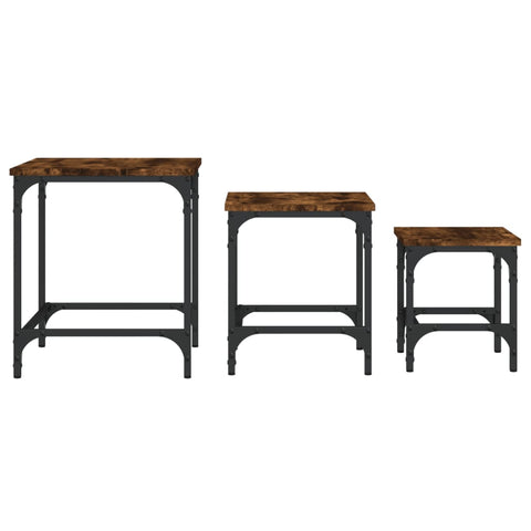 vidaXL Nesting Coffee Tables 3 pcs Smoked Oak Engineered Wood