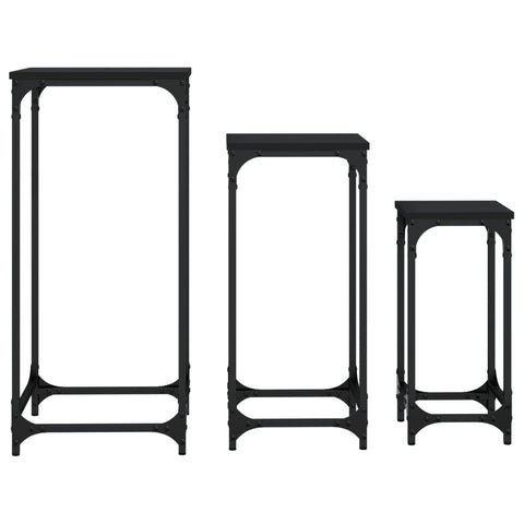 vidaXL Nesting Side Tables 3 pcs Black Engineered Wood