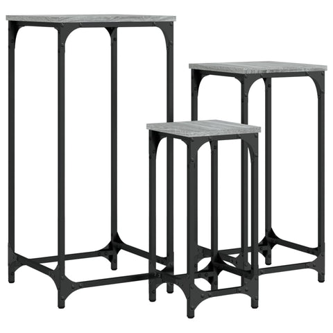 vidaXL Nesting Side Tables 3 pcs Grey Sonoma Engineered Wood