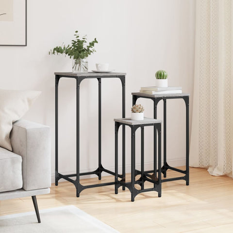 vidaXL Nesting Side Tables 3 pcs Grey Sonoma Engineered Wood