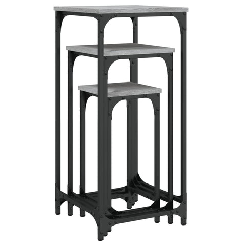 vidaXL Nesting Side Tables 3 pcs Grey Sonoma Engineered Wood