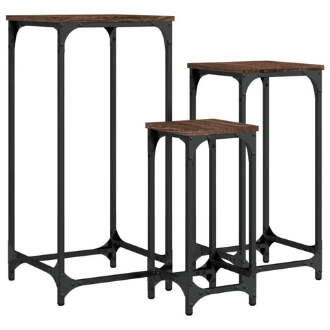 vidaXL Nesting Side Tables 3 pcs Brown Oak Engineered Wood