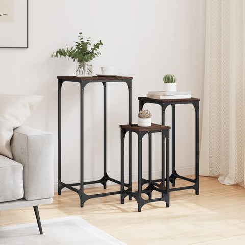 vidaXL Nesting Side Tables 3 pcs Brown Oak Engineered Wood