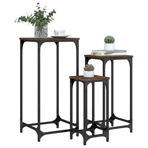 vidaXL Nesting Side Tables 3 pcs Brown Oak Engineered Wood