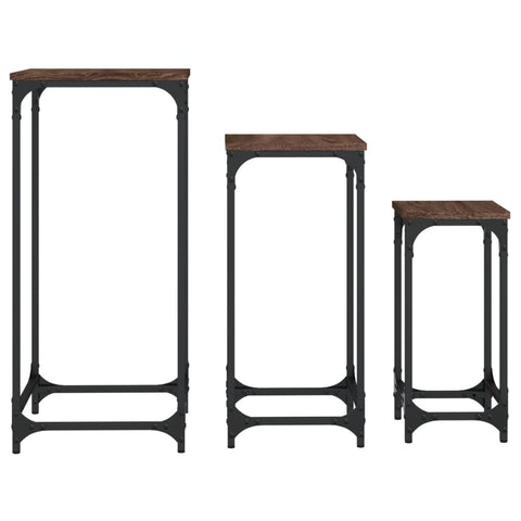 vidaXL Nesting Side Tables 3 pcs Brown Oak Engineered Wood