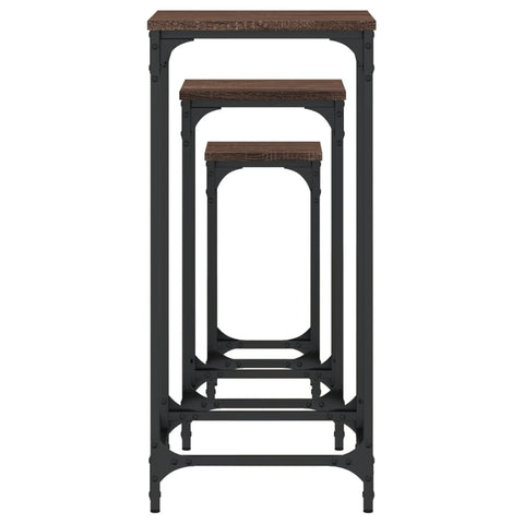 vidaXL Nesting Side Tables 3 pcs Brown Oak Engineered Wood