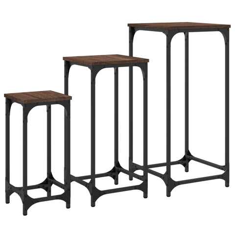 vidaXL Nesting Side Tables 3 pcs Brown Oak Engineered Wood