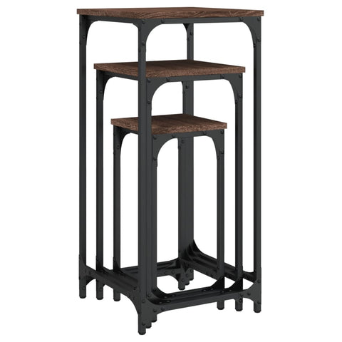 vidaXL Nesting Side Tables 3 pcs Brown Oak Engineered Wood