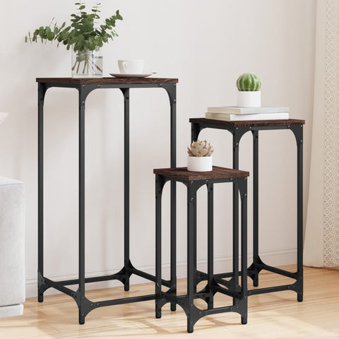 vidaXL Nesting Side Tables 3 pcs Brown Oak Engineered Wood