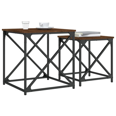 vidaXL Nesting Coffee Tables 2 pcs Brown Oak Engineered Wood